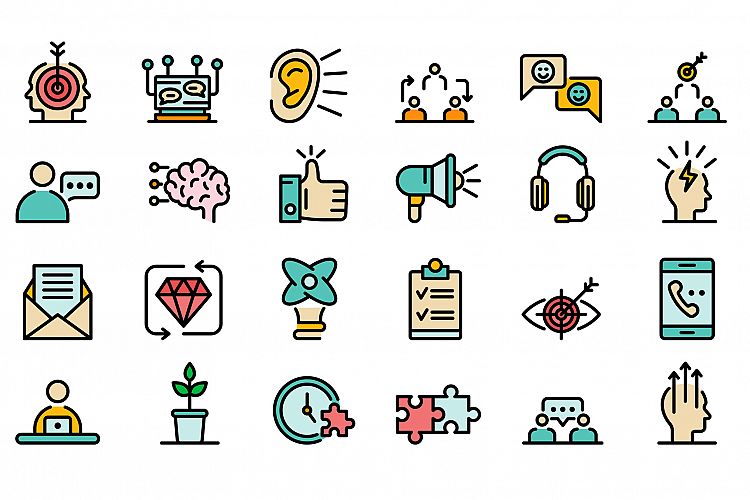 CRM icons vector flat example image 1