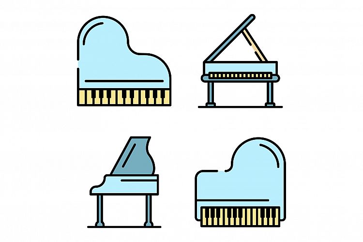 Grand piano icons vector flat