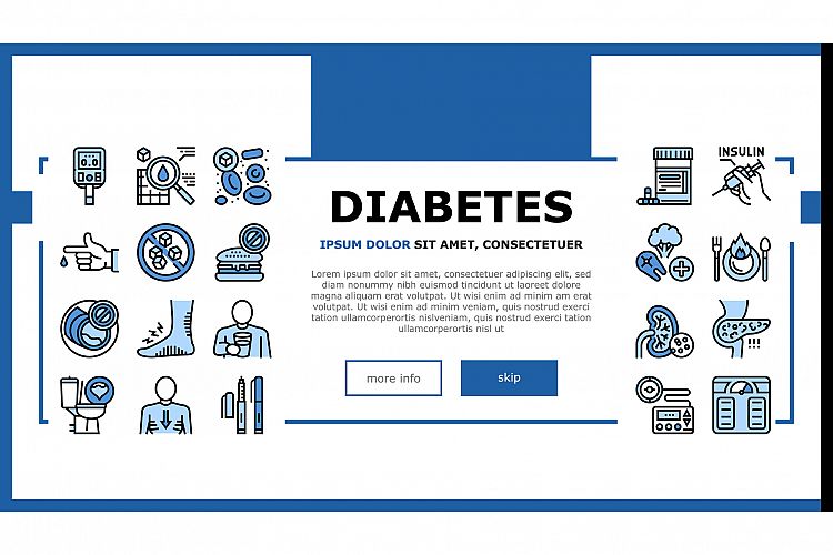 Diabetes Treatment Landing Header Vector example image 1