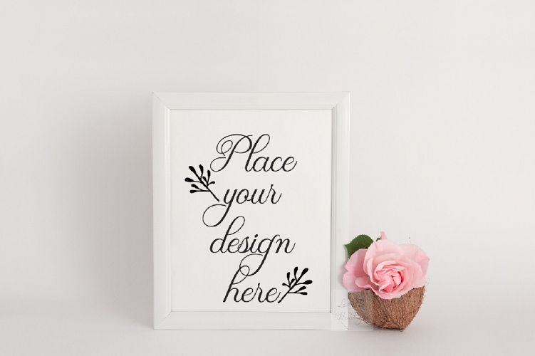White rustic frame mockup feminine floral modern frames template wedding blank empty mock up psd smart 8x10 summer spring