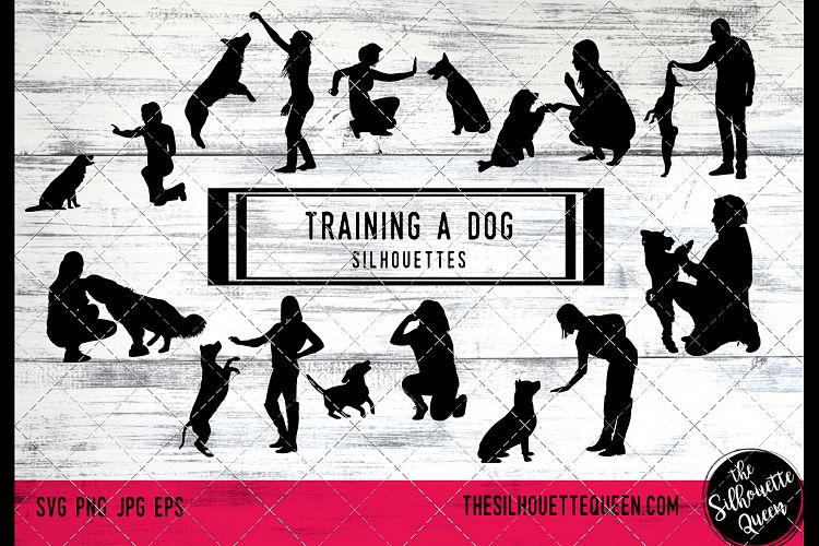 Tarining a Dog svg files cricut, Dog Trainer silhouette clip