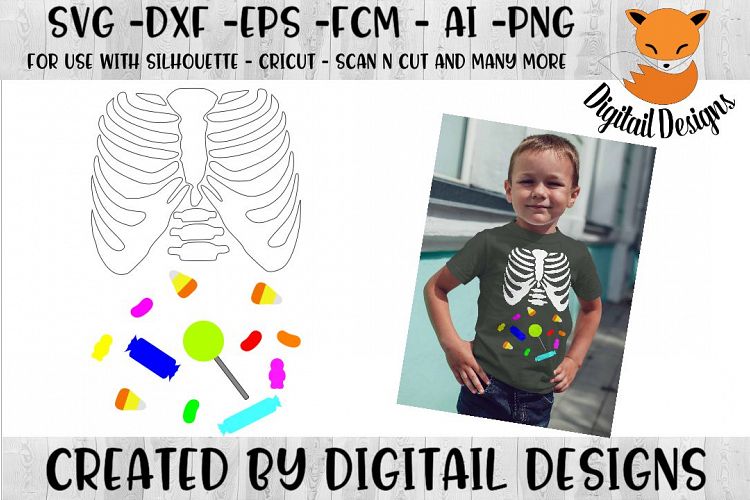 Candy Tummy Skeleton X-Ray SVG for Silhouette -Cricut