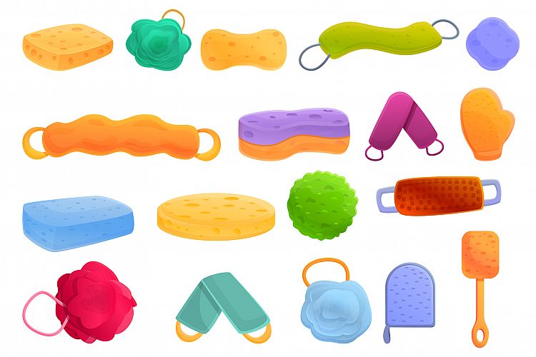 Washcloth icons set, cartoon style example image 1