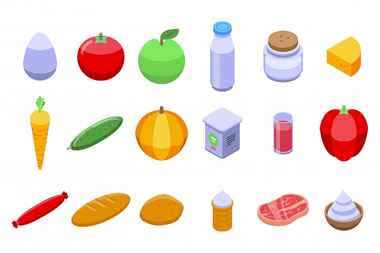 Farm products icons set, isometric style example image 1