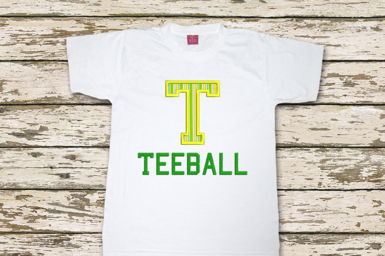 T for Teeball Applique Embroidery Design