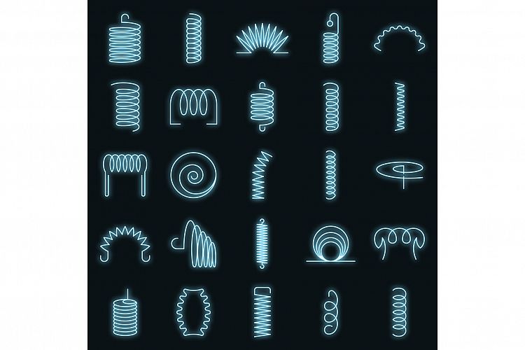Coil icon set vector neon example image 1