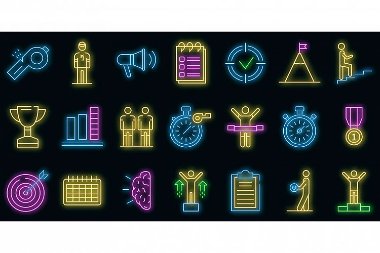 Coach icons set vector neon example image 1