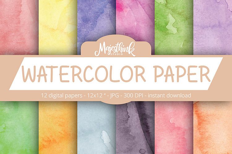 WATERCOLOR PAPER - with red, green, blue, yellow, purple, black, pink watercolor paper texture 