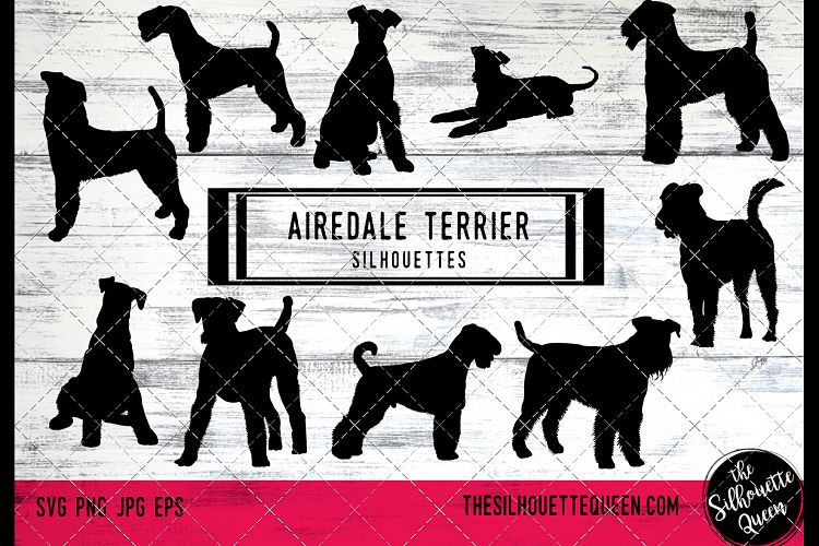 Airedale Terrier Dog svg files cricut, silhouette clip art,