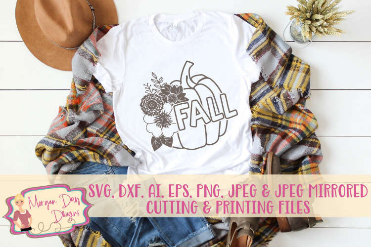 Floral Pumpkin Fall SVG, DXF, AI, EPS, PNG, JPEG