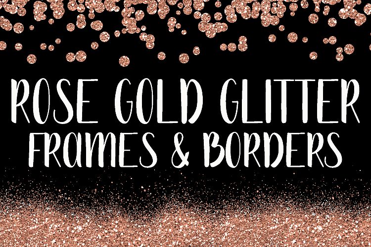 Rose Gold Glitter Frames and Borders PNG Clipart Bundle