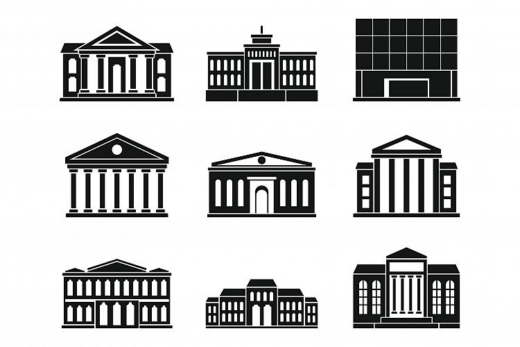 City theater museum icons set, simple style example image 1