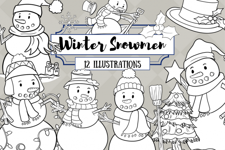Winter Snowmen Digital Stamps