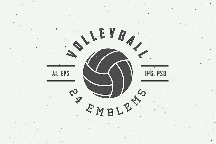 Set of 24 vintage volleyball emblems