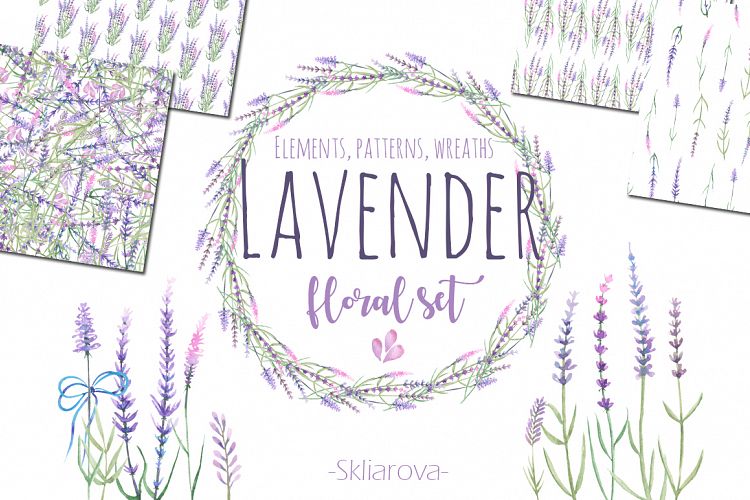 Lavender watercolor clip art