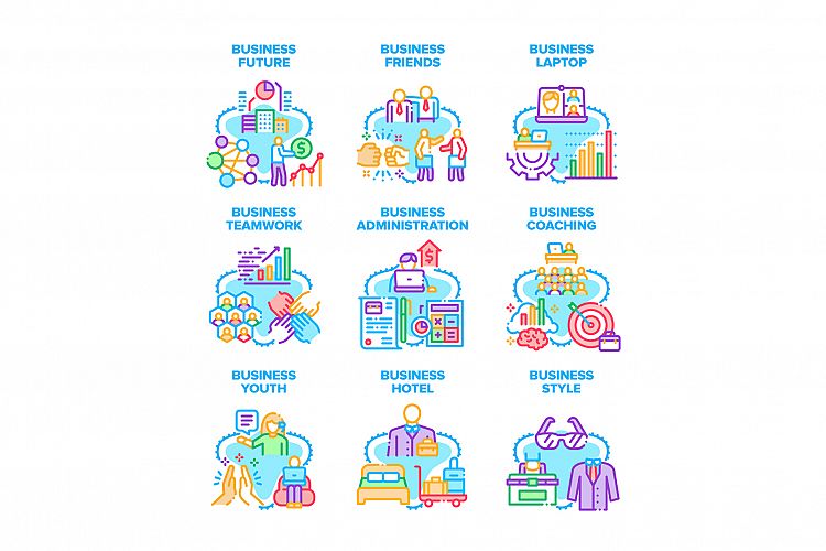 Business Relation Set Icons Vector Illustrations example image 1