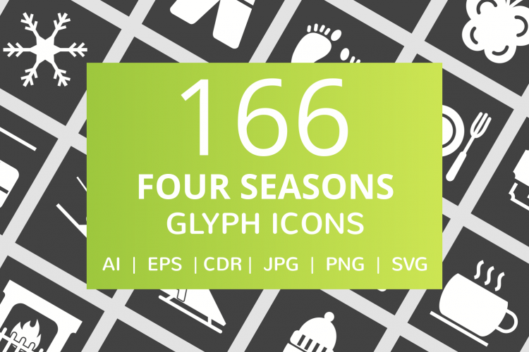 166 Four Seasons Glyph Inverted Icons
