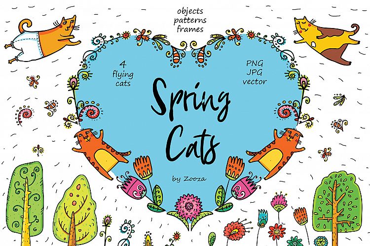 Download Free Illustrations Download Spring Cats 42 Objects Free Design Resources