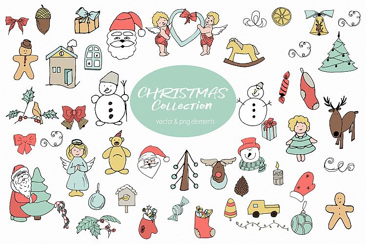 Christmas and Winter Vector clipart Winter elements Santa