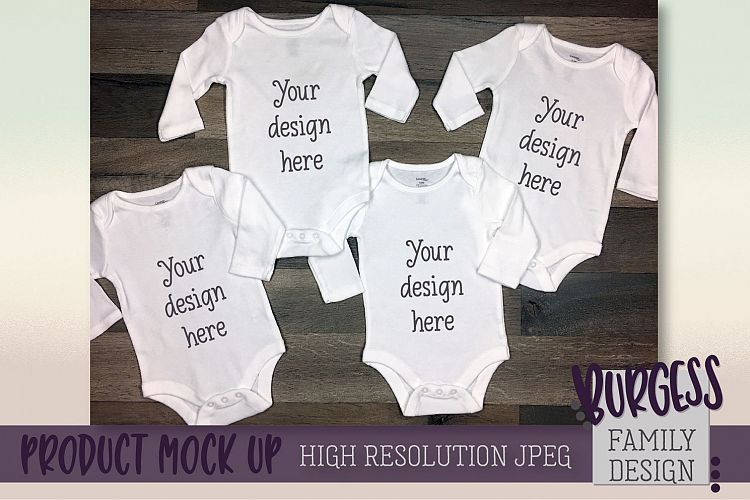 MOCK UP 4 baby body suits| High Resolution JPEG