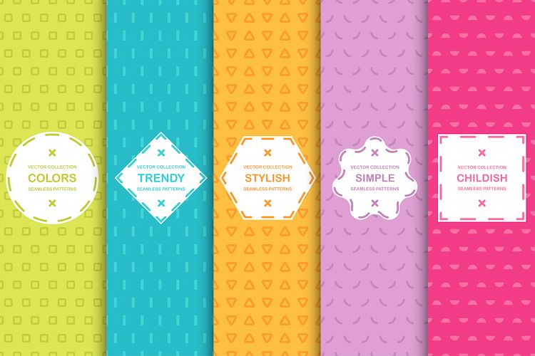 Simple colorful seamless patterns