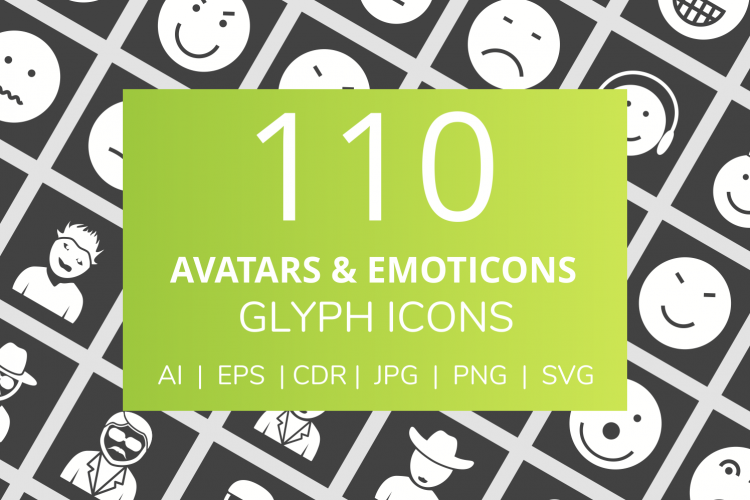 110 Avatars   Emoticons Glyph Inverted Icons