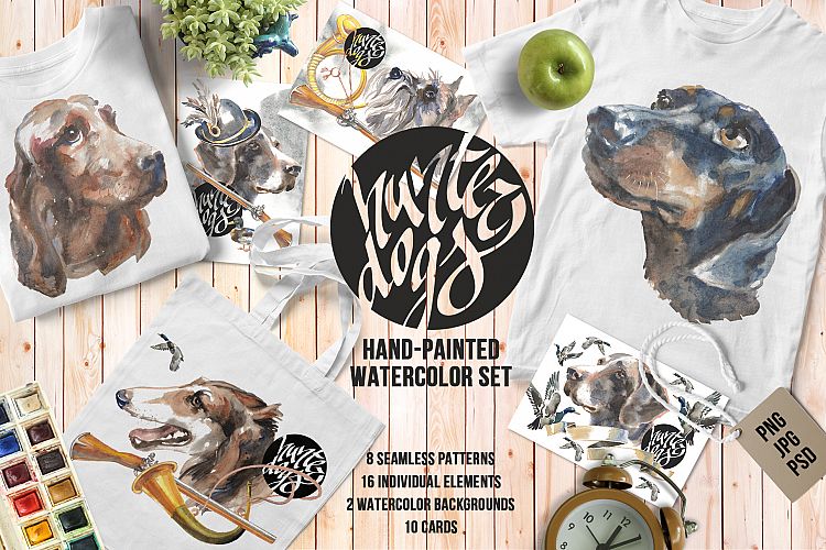 Hunter dogs Watercolor Set