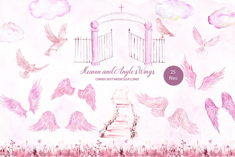 Pink Heaven and Angels Wings Illustration 