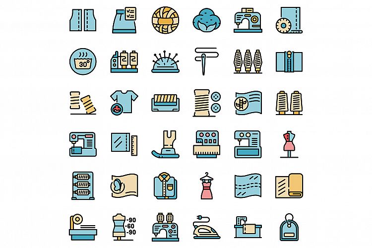 Textile production icons set vector flat example image 1