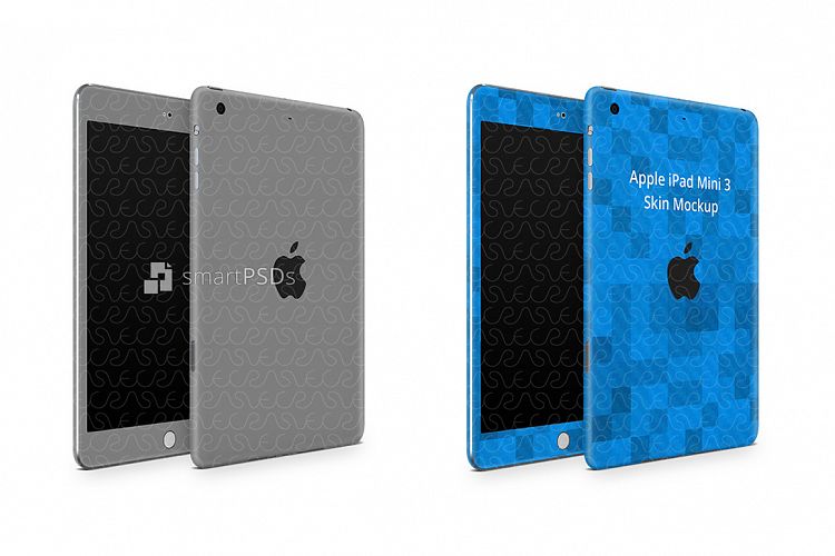 iPad Mini 3 Tablet Skin Design Template Front-Back Angled