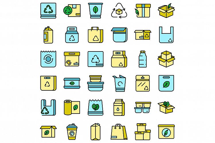 Eco packaging icons set vector flat example image 1