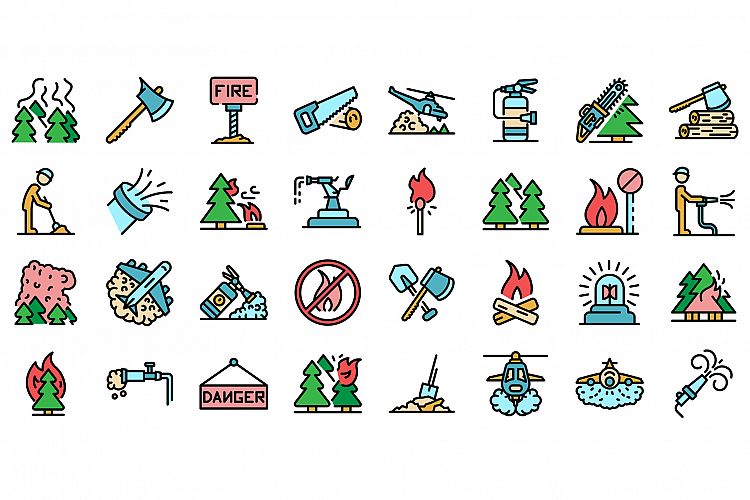 Wildfire icons vector flat