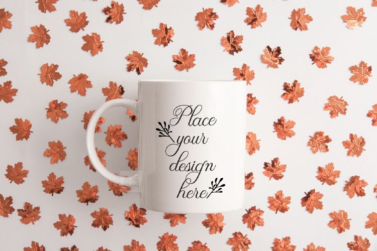 White coffee mug mockup Halloween autumn fall september octo