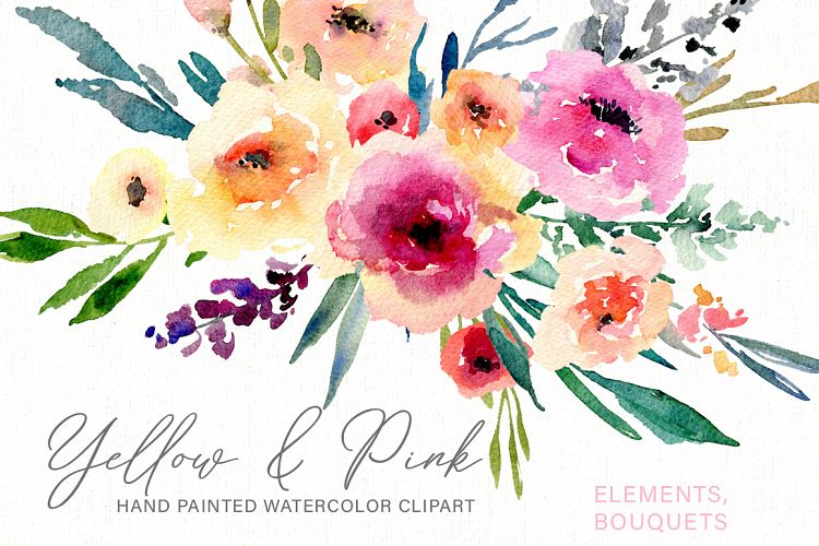 Watercolor Flowers Bouquets PNG