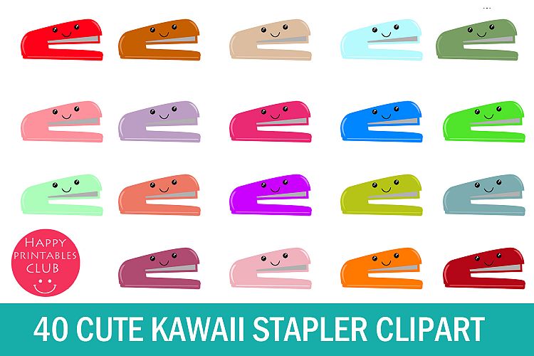 40 Kawaii Stapler Clipart- Office Supplies Clipart