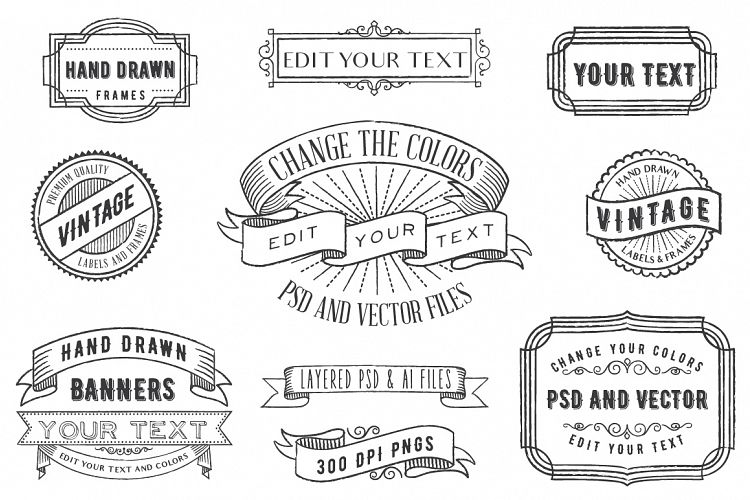 PSD Overlays Labels, Frames, Banners