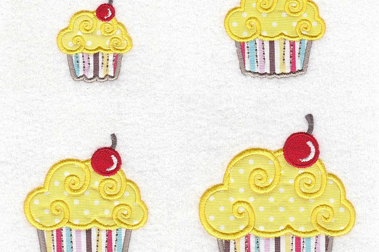 Cherry Cupcake Applique Embroidery Design