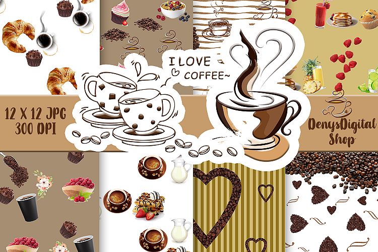 Coffee, Coffee cup, Muffin, scrapbook paper, scrapbooking
