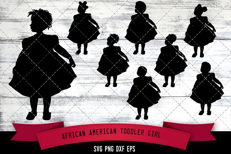 African American Toddler Girl Silhouette SVG