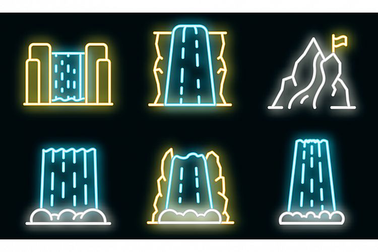 Cascade icons set vector neon example image 1