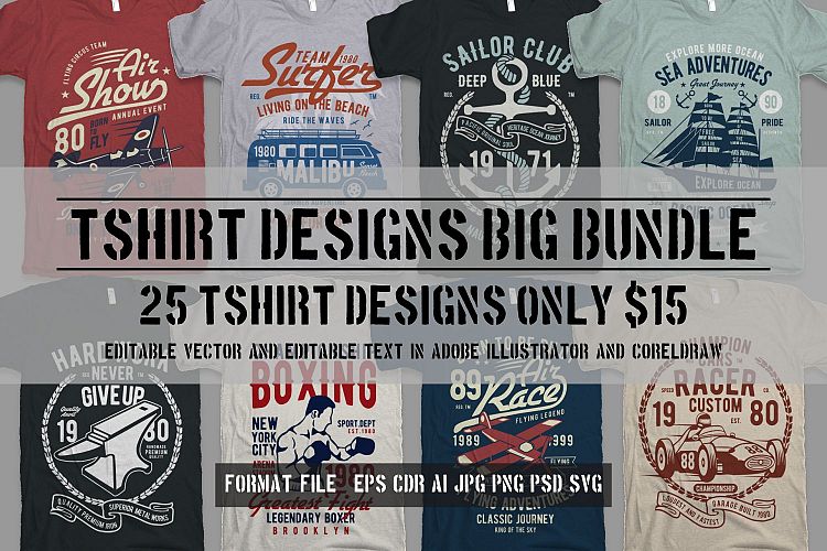 25 Premium Tshirt Designs Big Bundle 7