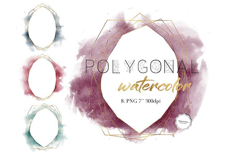 Watercolor Polygonal Frames Clipart