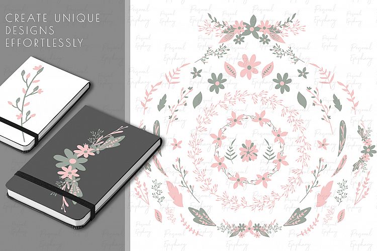 vector floral clipart, flower hand drawn illustrations, eps