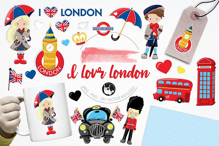 I Love London graphics and illustrations