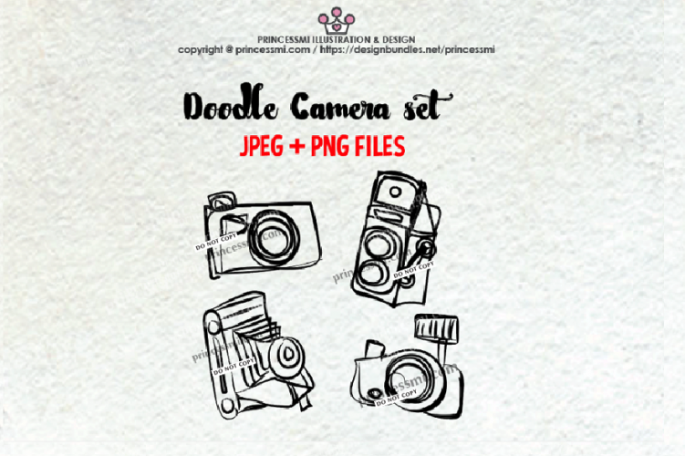doodle camera clipart set 3