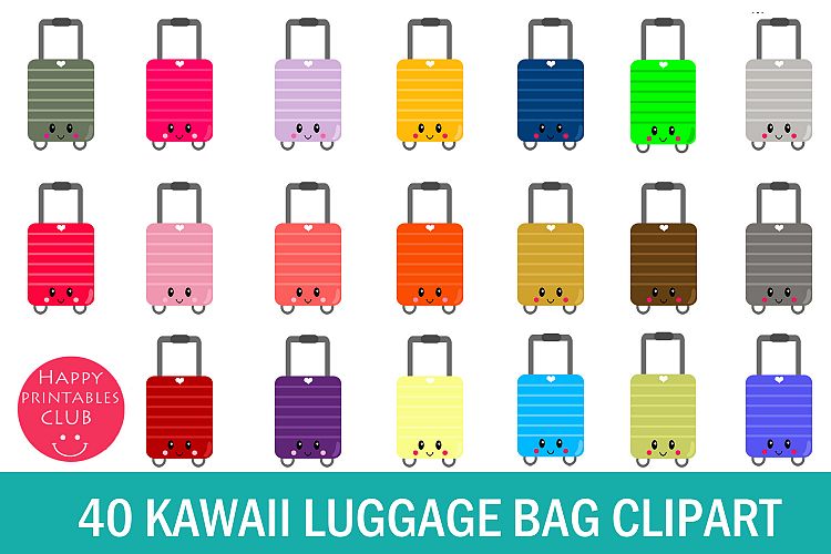 40 Luggage Bag Clipart- Suitcase Clipart-Kawaii Bag Clipart