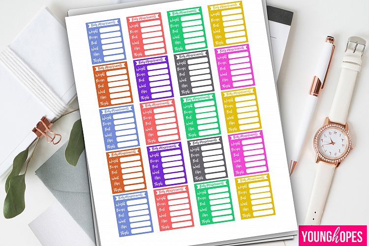 Body Measurement Planner Stickers Weight Loss Planner