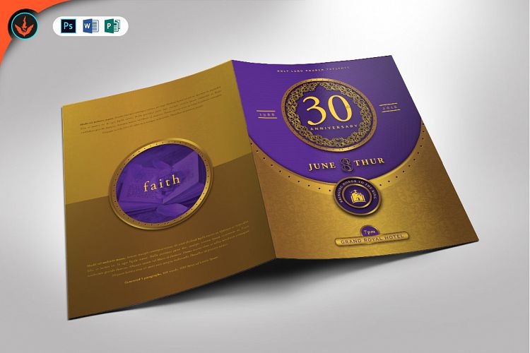 Gold and Violet Church Anniversary Program Template