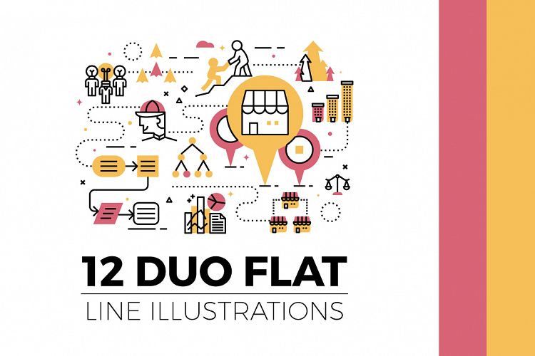 Flat Line Web Banner Illustration V2