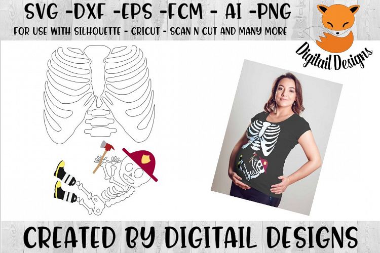 Firefighter Baby Skeleton X-Ray SVG for Silhouette -Cricut
